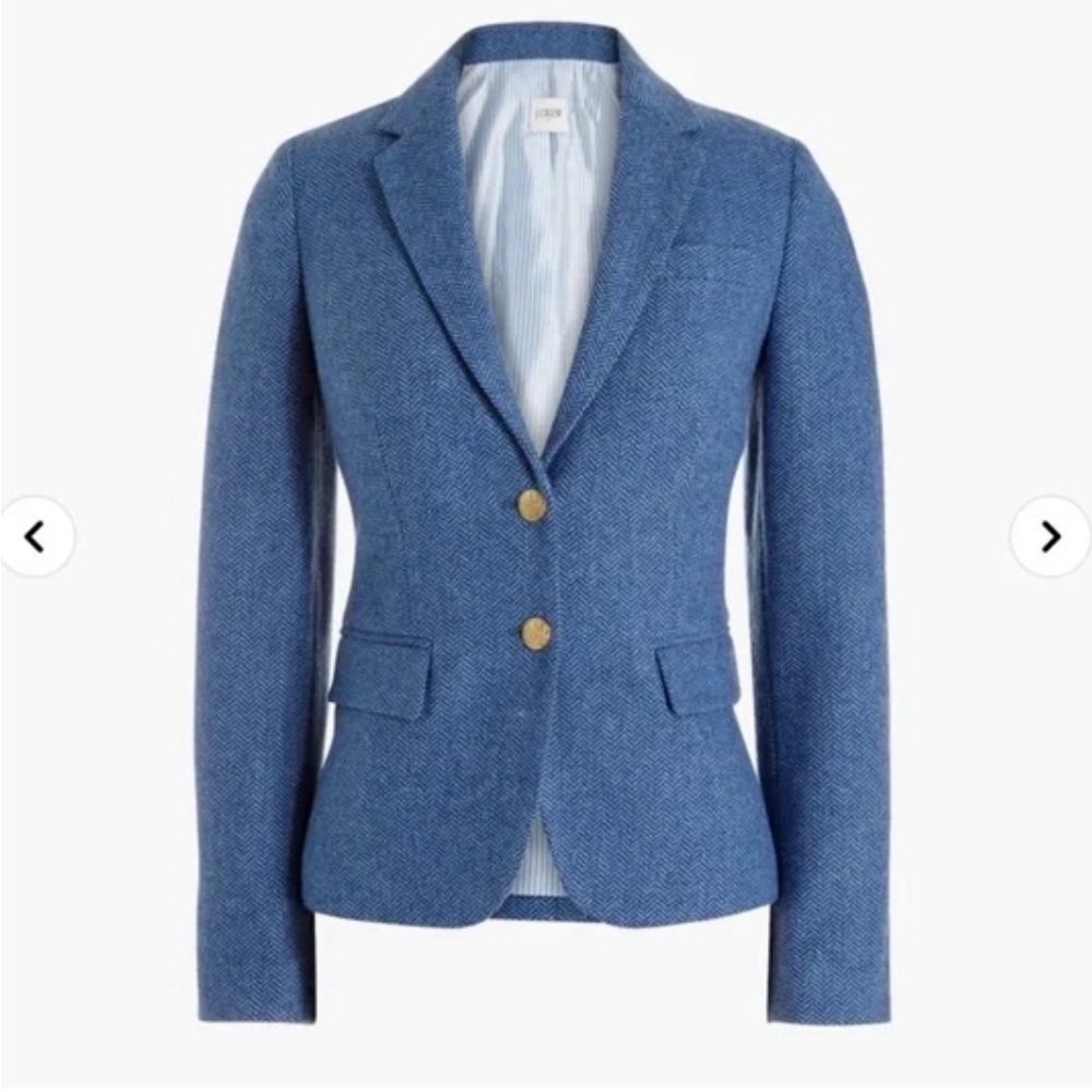J. Crew Blue Herringbone Schoolboy Blazer 2